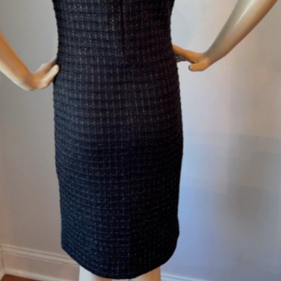 ST JOHN METALLIC EYELASH TWEED KNIT BLACK/GOLD SHIMMER DRESS sz 16 - Picture 9 of 9
